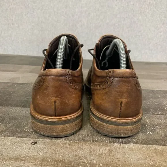 Ecco Men’s Size 43 Lace Up Vitrus Dress Shoes Cognac Brown Leather Round Toe - Picture 6 of 12